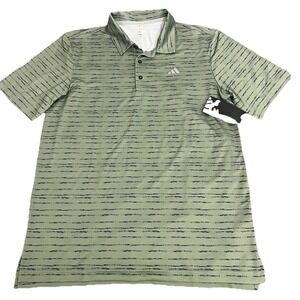 Adidas Men's Golf Polo-stripe Shirt AOP Silver Green Size Medium New